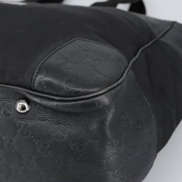 GUCCI GG Canvas Guccissima Tote Bag Leather Black Silver 161770 Auth bs19401 - Picture 9 of 16